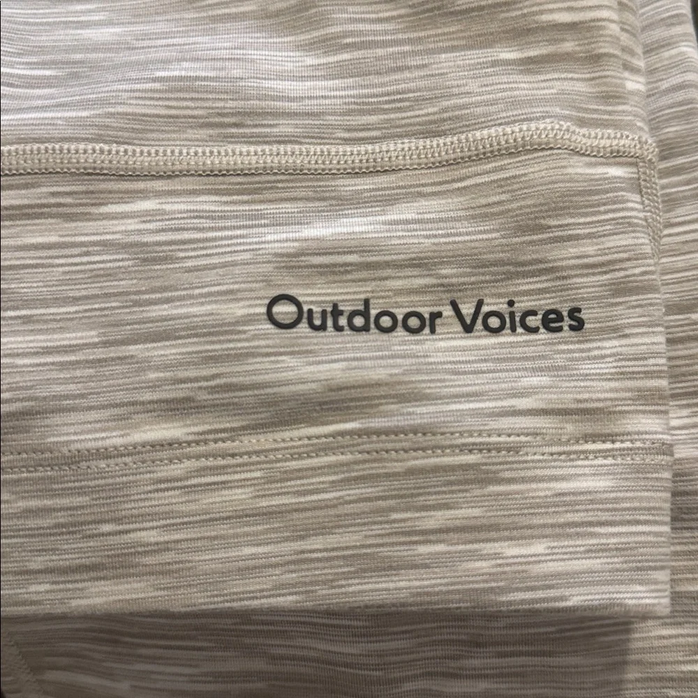NEW Outdoor Voices Biker shorts and Free form crop top Oatmeal set SM